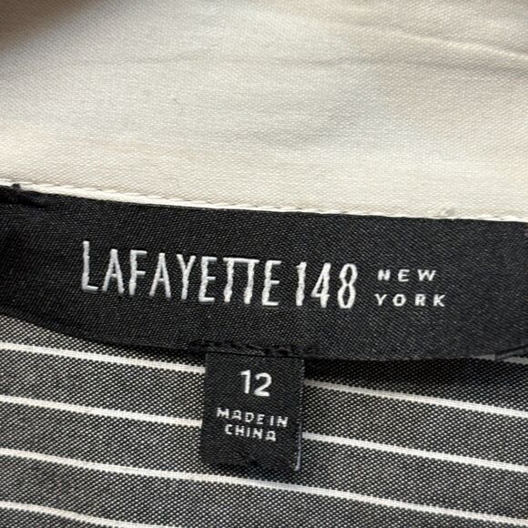 Lafayette 148 Women Long Sleeve Button Shirt Top Blouse Size 12 Stripes D054 -9 - Picture 6 of 15